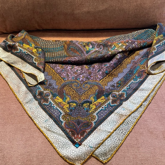 Fendi 100% Silk Scarf Purple and Grey Patterned- EUC - Picture 1 of 5